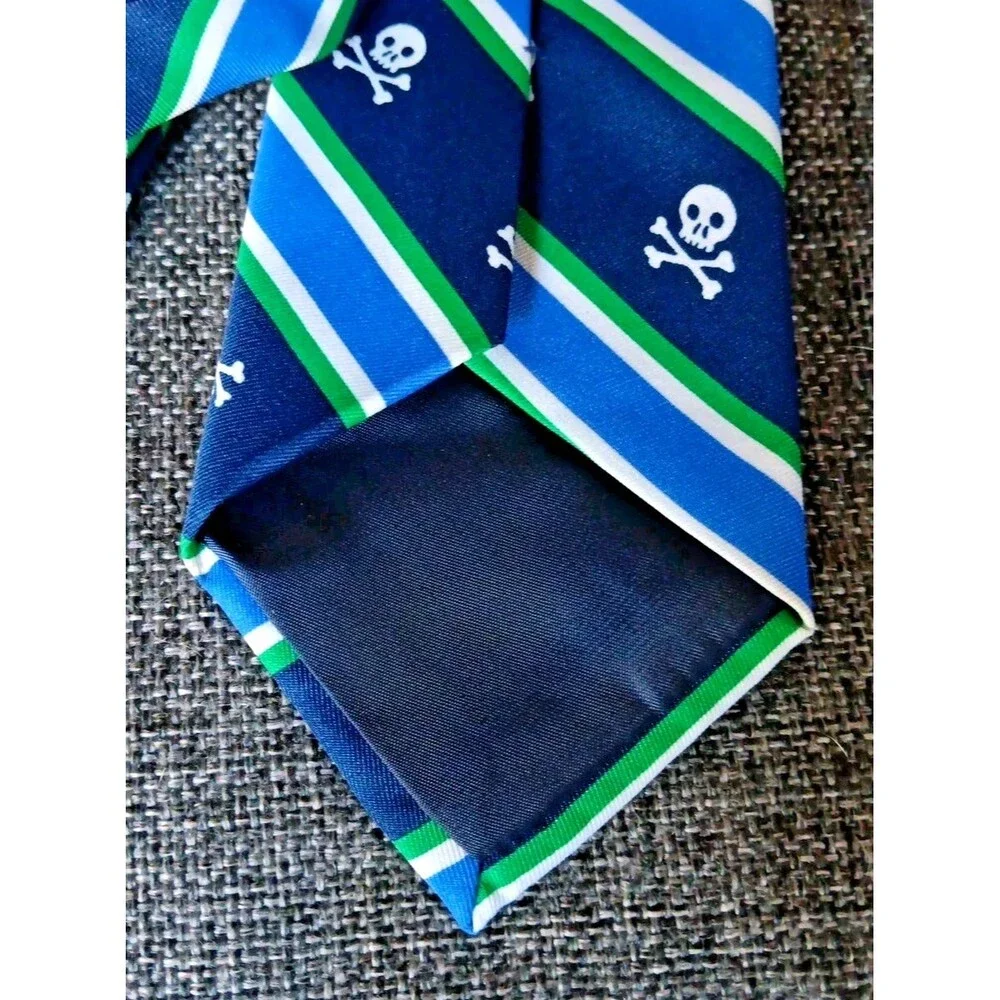 Tie Y2K Boys Gap Kids Blue Green Skulls 3 Wide 42 Long